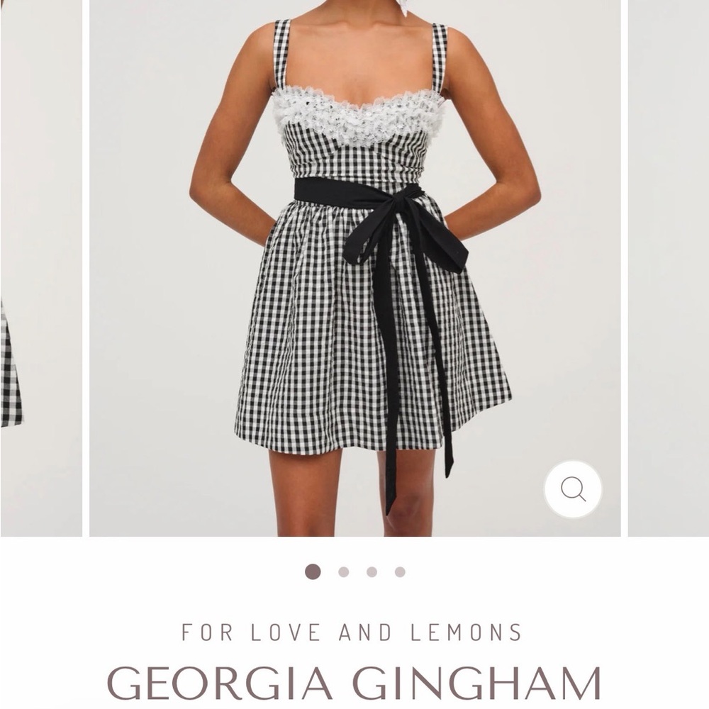 For Love And Lemons Black and White Gingham Mini Dress